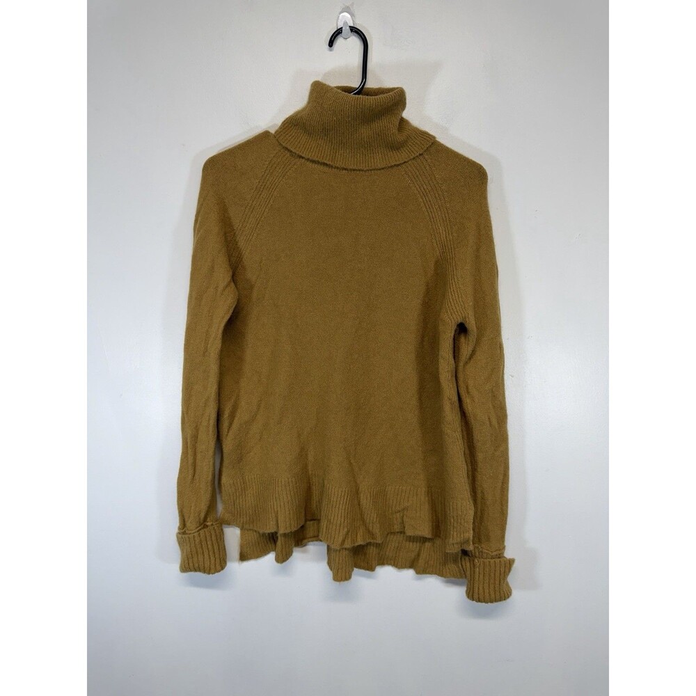 J. CREW Women Rugged Wool Alpaca Turtleneck Mustard  Sweater Tunic Oversized XS